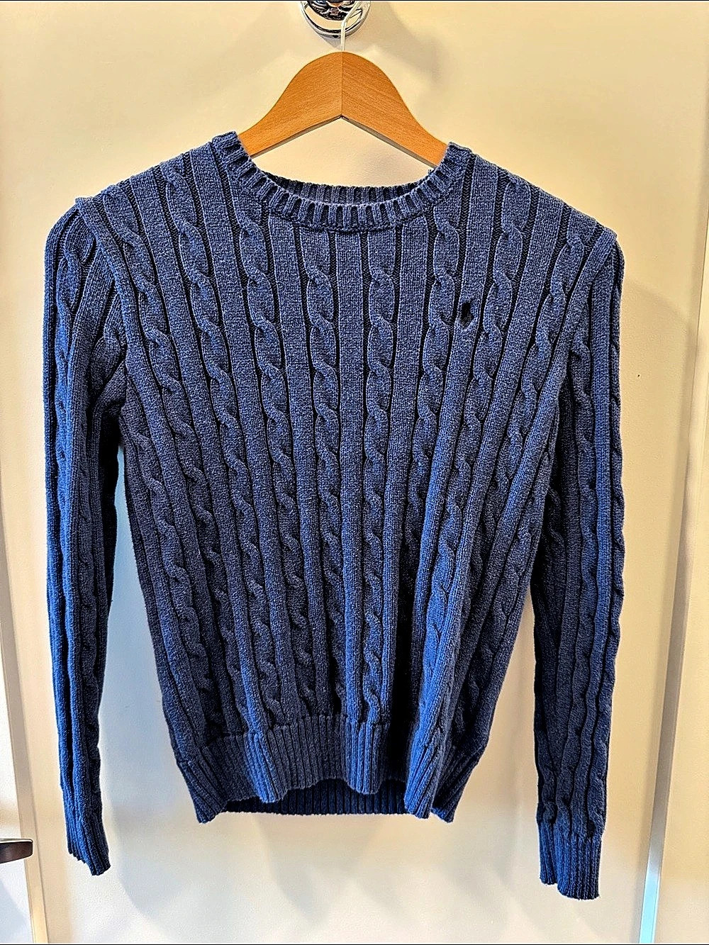 Polo Ralph Lauren Cable-Knit Cotton Crewneck Sweater Crewneck in Blue